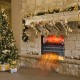 Cozy living room scene featuring a 23" electric fireplace log heater with stockings and a Christmas tree for festive.
