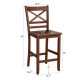 Bar stool with X-shaped backrest, rubber wood legs, 25-inch height, ideal for residential and commercial use.