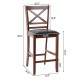 Bar stool with PU leather seat and ergonomic backrest, 25-inch height, ideal for kitchen or dining room use.
