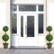 Artificial 36-inch double ball tree with UV protection, ideal for indoor and outdoor decoration, featuring a stable.