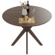 Round 36-inch wood dining table with intersecting pedestal base, ideal for family gatherings and versatile decor.