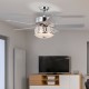 52-inch silver ceiling fan with light, 5 reversible blades, and remote control for elegant airflow in any room.