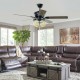 52-inch retro ceiling fan with bead lampshade, reversible blades, and remote control, ideal for medium to large rooms.