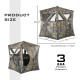 3 Person Portable Pop-Up Ground Hunting Blind in camouflage, featuring multiple windows and collapsible design for easy.