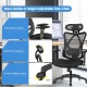High back mesh executive chair with adjustable lumbar support, armrests, and smooth rolling casters for ergonomic.