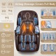 Full body air massage chair in brown with heating, featuring shoulder and calf airbags for ultimate relaxation.