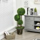 36-inch artificial topiary triple ball tree with vibrant green PE leaves and real wood rattan, ideal for indoor and.