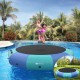 12 feet inflatable water bouncer trampoline in blue, featuring a large jumping area for kids and adults, ideal for pool.