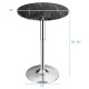 Round height adjustable bistro bar table with faux marble top, 28-36 inch height, ideal for dining and parties.