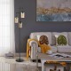 Retro floor lamp with three amber glass shades, featuring a stable iron base, ideal for living room or office decor.
