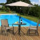 Single glider chair with a sturdy steel frame and breathable fabric, perfect for relaxing in the garden or patio.
