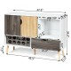 Mid-century buffet sideboard in white and wood finish, featuring wine rack, adjustable shelf, and large drawer for.