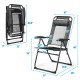 Adjustable reclining folding chair in gray with removable headrest, perfect for patio, garden, or camping use.