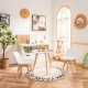 Modern kids activity play table with two white chairs and beech legs, perfect for playrooms and nurseries.