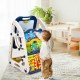 Kids 3-in-1 art easel with double-sided whiteboard and chalkboard, featuring colorful storage for art supplies.