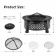 Outdoor fire pit with BBQ grill, high-temp resistance finish, 32-inch diameter, ideal for backyard and patio use.