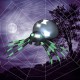 6-foot inflatable Halloween spider with green legs, durable polyester, and LED lights for spooky outdoor decor.