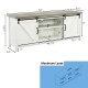 TV stand media center console cabinet in white with sliding barn doors, ample storage, and adjustable shelf for living.