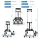 Portable folding stair climbing hand truck dimensions showing folded size of 15.5"x10.5" for compact storage and.