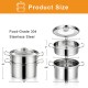 2-tier stainless steel steamer pot set with glass lid, 5.2 QT stock pot and 2.3 QT steamer for healthy cooking.