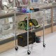 3-tier rolling utility cart showcasing heavy-duty steel frame and lockable wheels, perfect for versatile organization.
