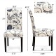 Tufted upholstered dining chair with black and white floral pattern, solid rubberwood legs, perfect for home or café.