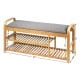 3-tier bamboo shoe rack bench with cushion, ergonomic design, suitable for entryway, holds up to 330 lbs.