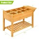 Elevated planter box kit with 8 grids, made of durable fir wood, ideal for gardening on patios or balconies.