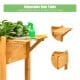 Adjustable side table of the elevated planter box kit in fir wood, ideal for gardening tools on patios or balconies.