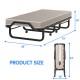 Folding rollaway bed with memory foam mattress, 79 x 36 inches, compact design with 360° wheels for easy mobility.