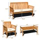 Acacia wood outdoor sofa set featuring a loveseat, single chair, and coffee table with soft cushions for patio comfort.