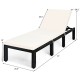 Height adjustable patio lounge chair in black rattan with white cushion, ideal for poolside or patio relaxation.