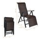 Adjustable patio back folding lounge recliner in PE rattan with a solid steel frame, perfect for outdoor relaxation.
