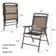 Folding patio chair set with heavy-duty steel frame, breathable fabric, and streamlined armrests for outdoor comfort.