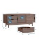 Walnut TV stand for TVs up to 60 inches, featuring 2 sliding drawers and a large storage cabinet for organized media.