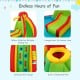 Brightly colored inflatable water slide bounce park featuring two slides, climbing wall, and splash pool for outdoor.