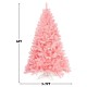 6-foot pink artificial Christmas tree with full-bodied design and sturdy metal stand, perfect for festive decorations.