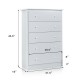 White 5-drawer dresser made of solid PB board and MDF, compact design for bedroom or living room storage.