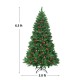 6.5 ft pre-lit Christmas tree with 450 LED lights, pine cones, and red berries, perfect for festive home decoration.