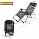 Folding rattan zero gravity lounge chair with removable head pillow, gray, showcasing dimensions for easy storage and.