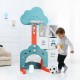 3-in-1 kids basketball hoop set in green with adjustable height, featuring soccer and golf games for indoor and outdoor.