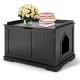 Black cat litter box enclosure with double doors, sturdy MDF construction, and spacious top for storage or decor.