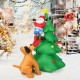 Inflatable Christmas tree with Santa and dog, featuring LED lights, suitable for outdoor use and stable in windy.