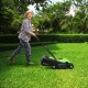 Electric push lawn mower with grass bag, 13-inch cutting width, ergonomic handle, ideal for maintaining your lawn.
