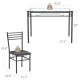 Dining set featuring a tempered glass top table and four upholstered chairs, ideal for kitchens and dining rooms.