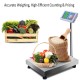 Digital floor platform scale with stainless steel surface, ideal for weighing produce and packages up to 660 lbs.
