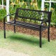 Black steel frame bench with PVC backrest mesh, perfect for outdoor seating in gardens or patios.