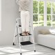 Folding 3-step ladder with handgrip and anti-slip platform, ideal for home or office use, shown in a bright room.