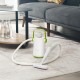 Portable 1000W hand-held steam cleaner in green with accessories, ideal for cleaning floors and upholstery.