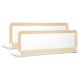Beige 59-inch extra long folding bed rail guard with breathable mesh, designed for secure sleep on various bed sizes.